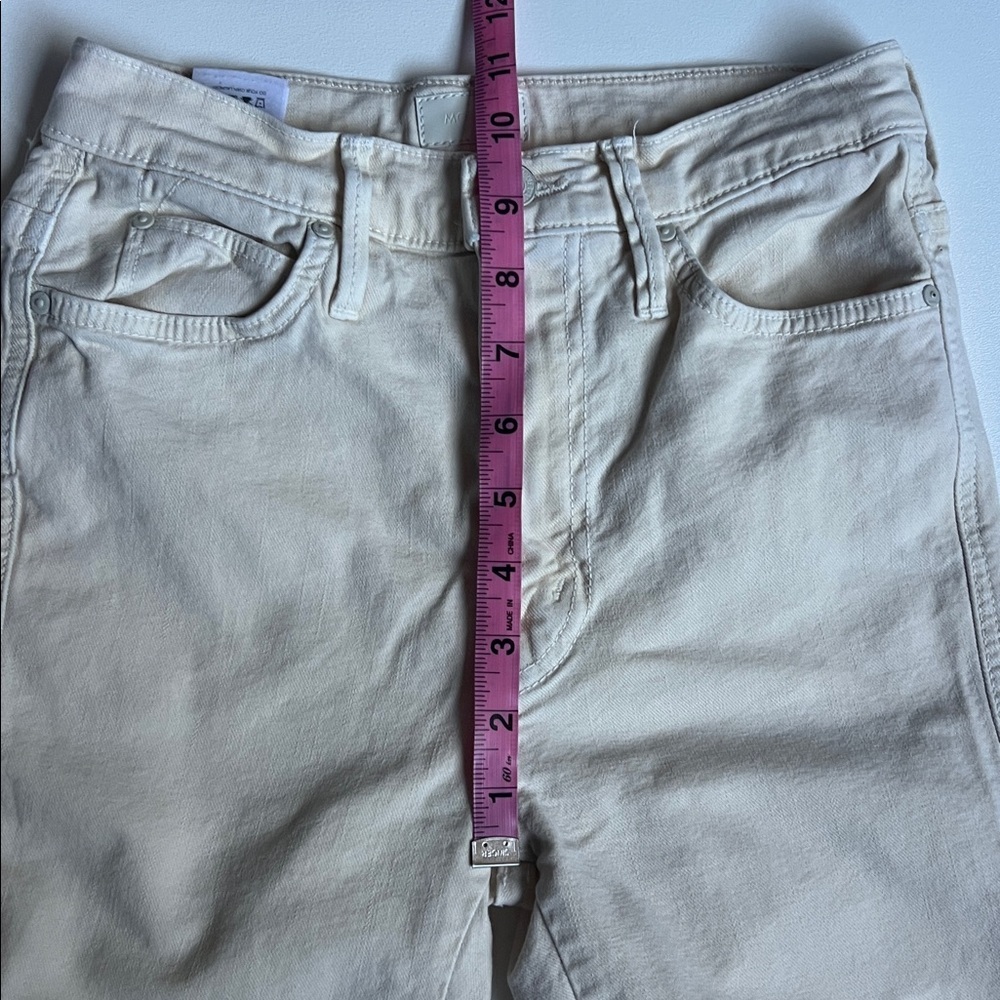 Mother High Waisted Rascal Ankle Fray In Chalk It Up Ivory Stretch - Picture 12 of 13